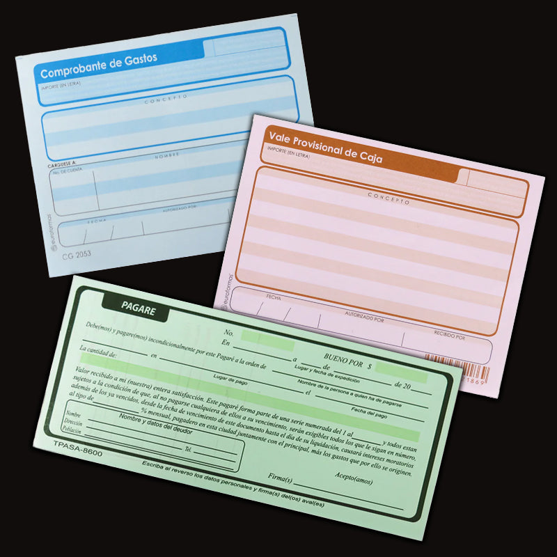 Block de formas contables y tarjetas