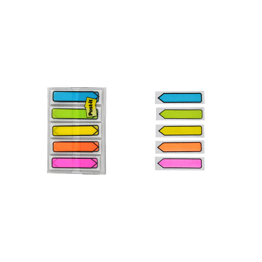 Banderita autoadhesiva  3M flecha color neón 12 mm x 43 mm.
