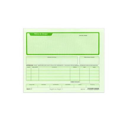 Block cheque póliza Rayter 1/2 oficio con 25 pzas.