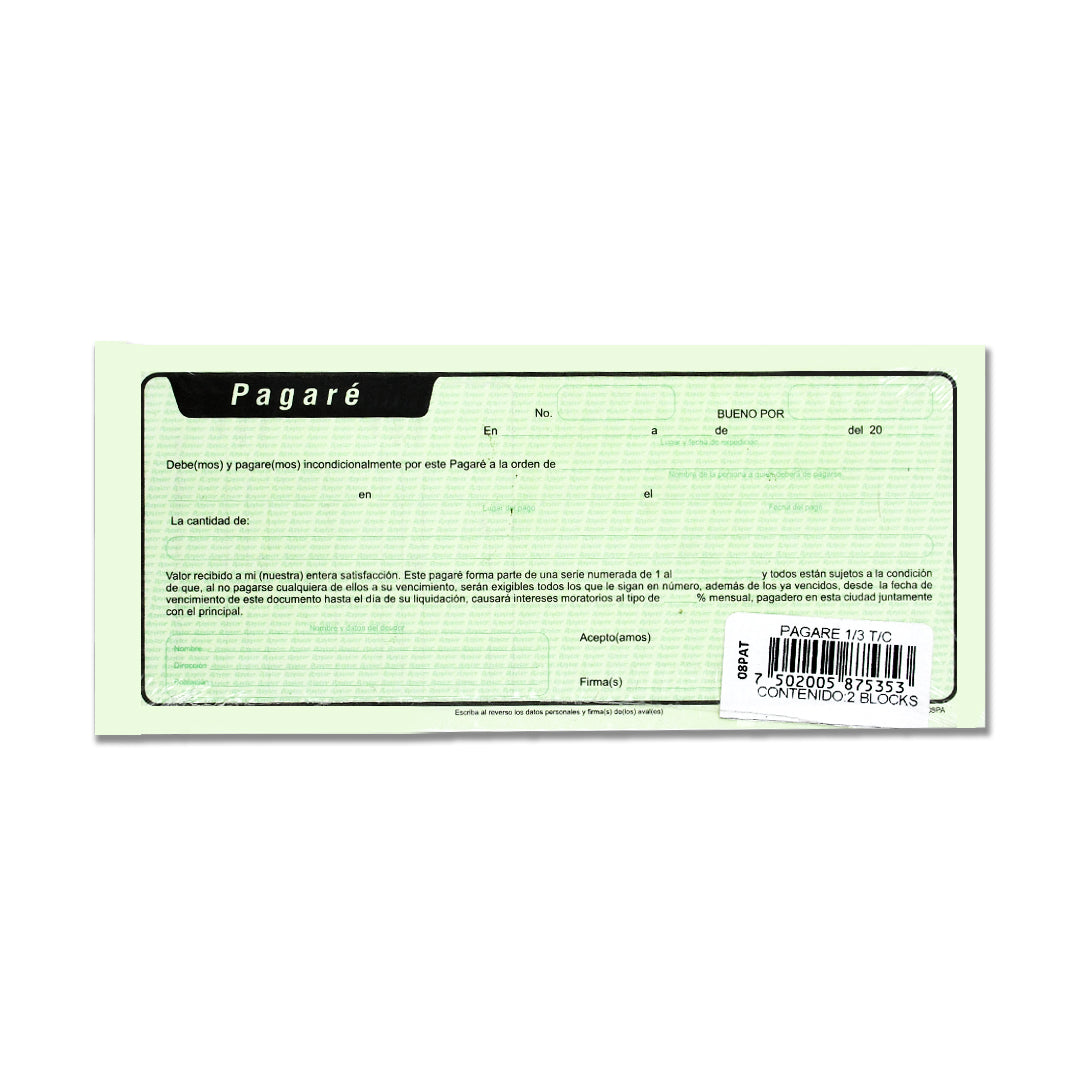 Block pagaré Rayter 50 hojas