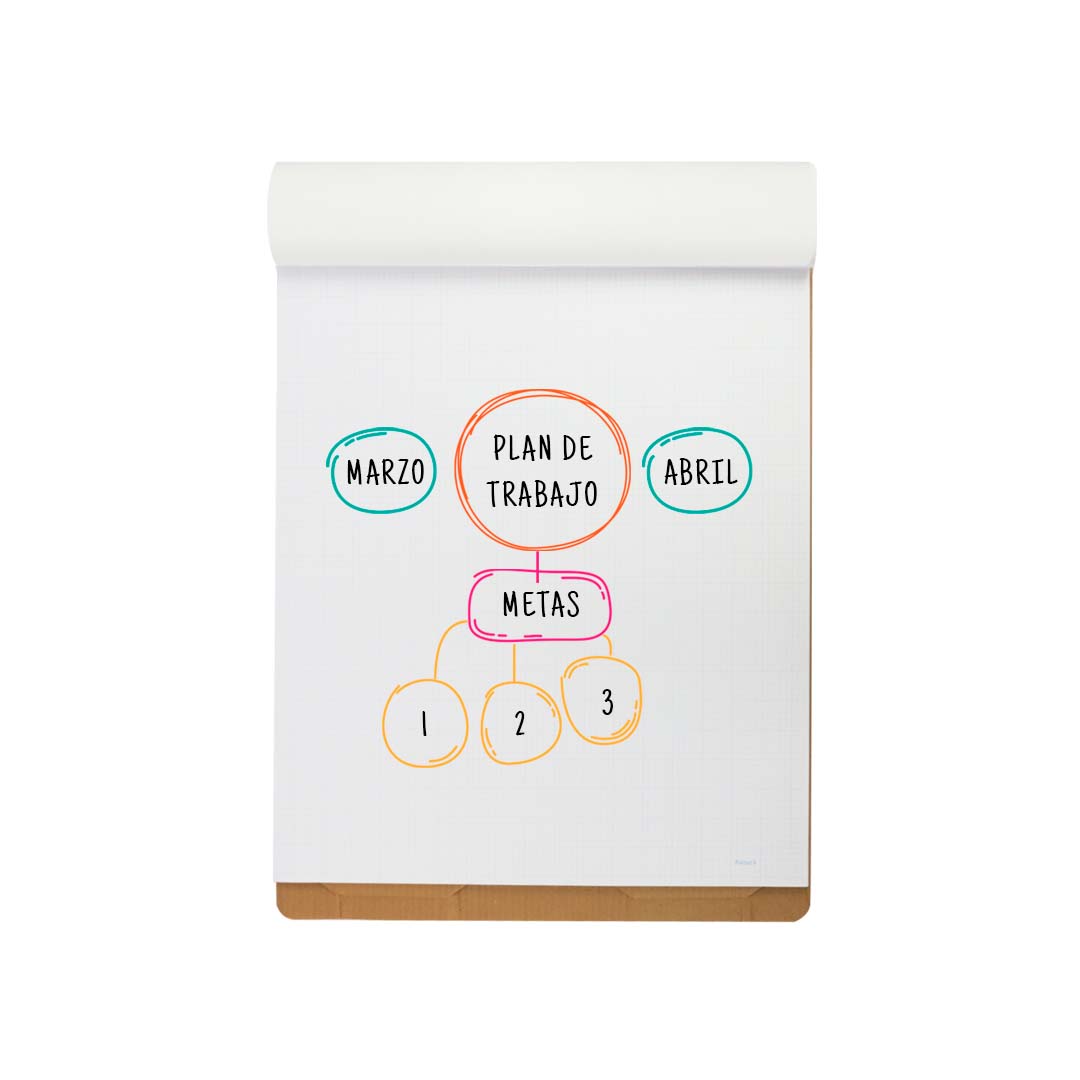 Block para rotafolio blanco con cuadricula fantasma rt-bl-64 con 25 hojas
