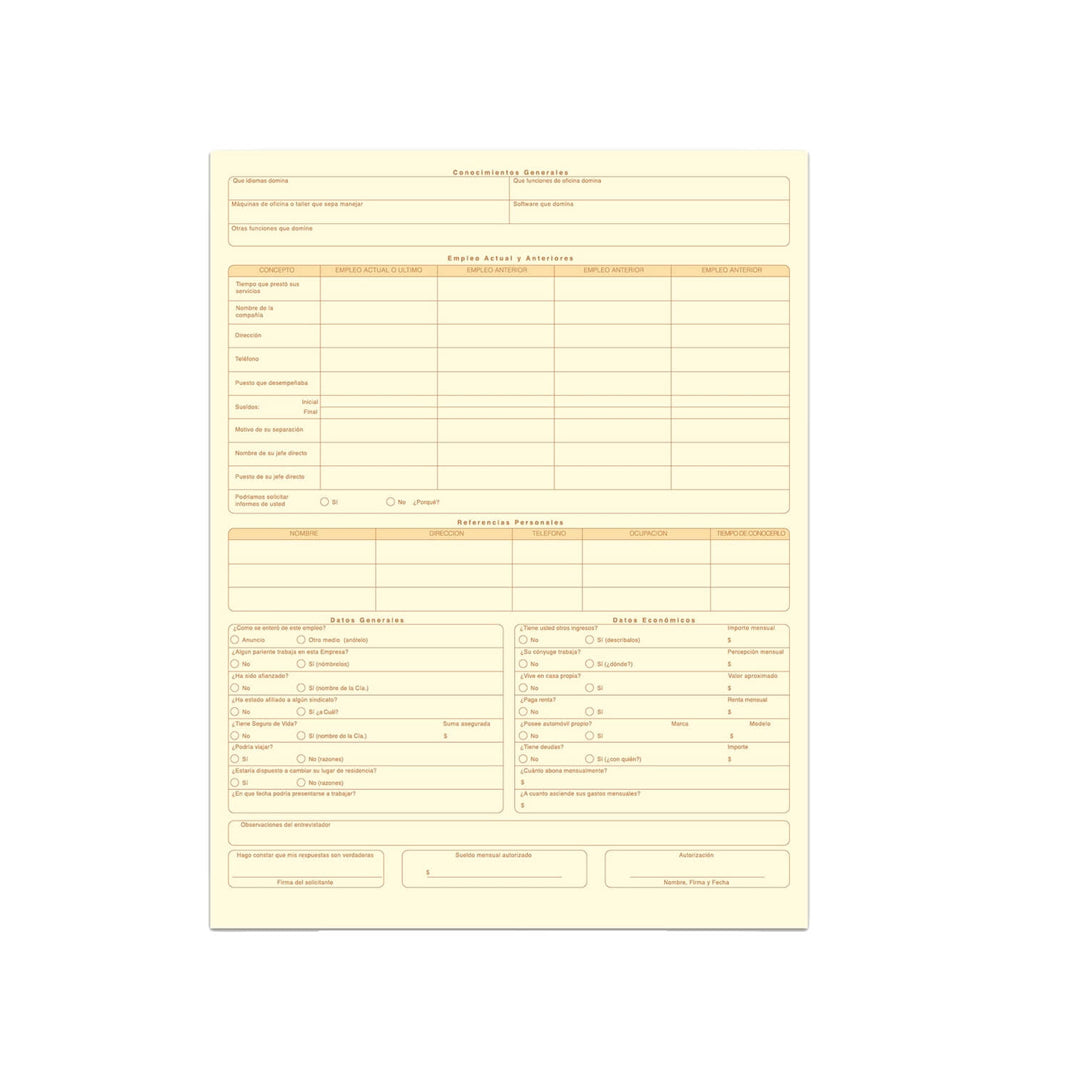 Block solicitud de empleo RAY-POL-08SOEM con 25 hojas