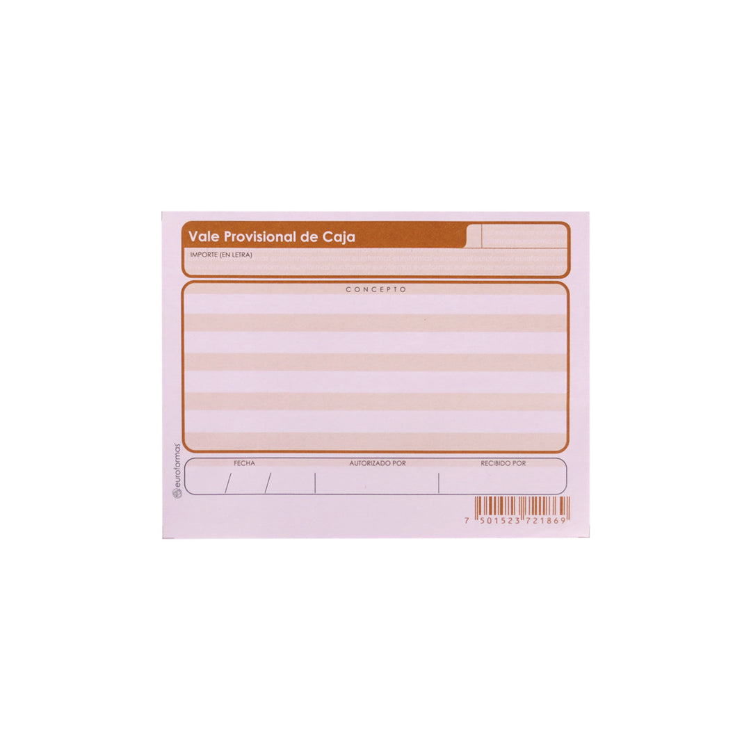 Block vale provisional de caja ER0100.