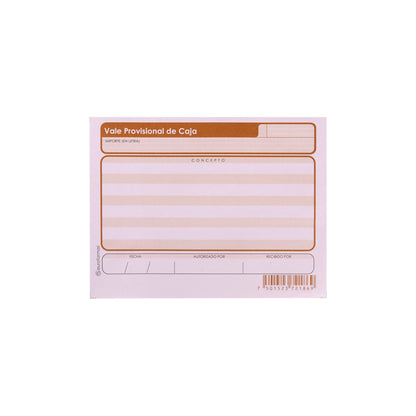Block vale provisional de caja ER0100.