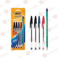 Bolígrafo Bic M-250 negro azul rojo punto mediano con 4 pzas más un lápiz.