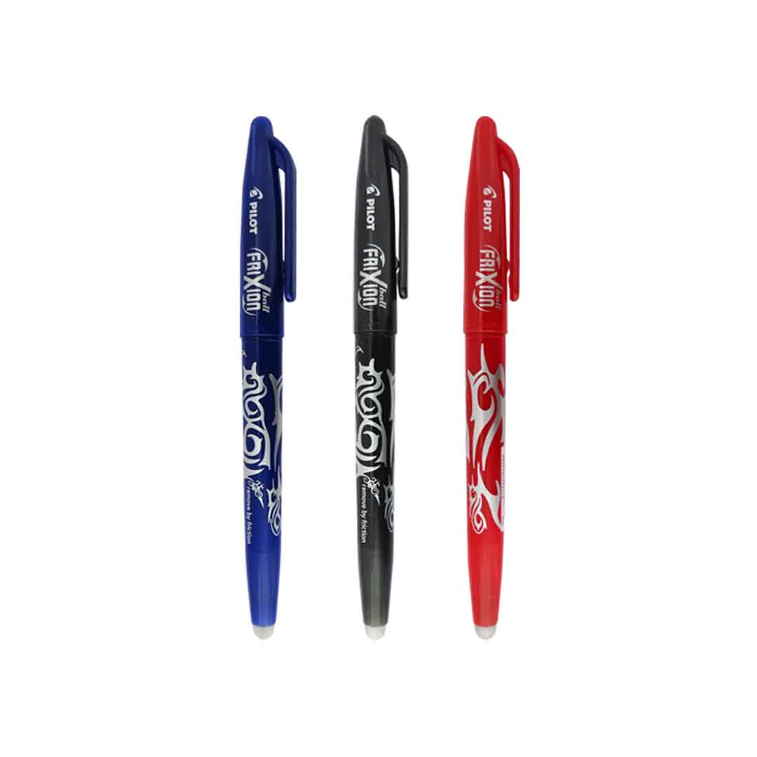 Bolígrafo borrable pilot frixion negro azul y rojo 0.7 mm 31557 con 3 pzas.