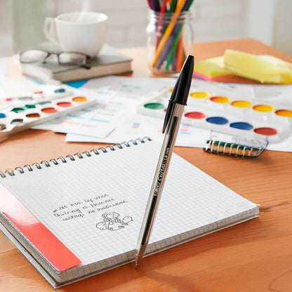 Bolígrafo Cristal negro punto extra grueso 1.6 mm con 12 piezas