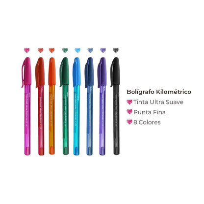 Bolígrafo Papermate kilométrico 100 mediana surtido 8 pzas.