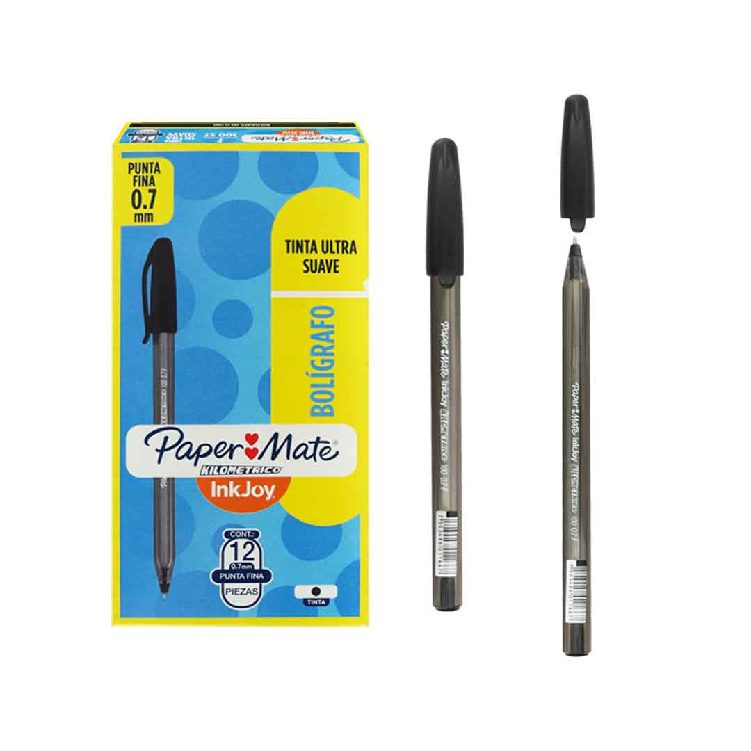 Bolígrafo Paper Mate Kilométrico InkJoy 100ST punto fino, Caja con 12 piezas.
