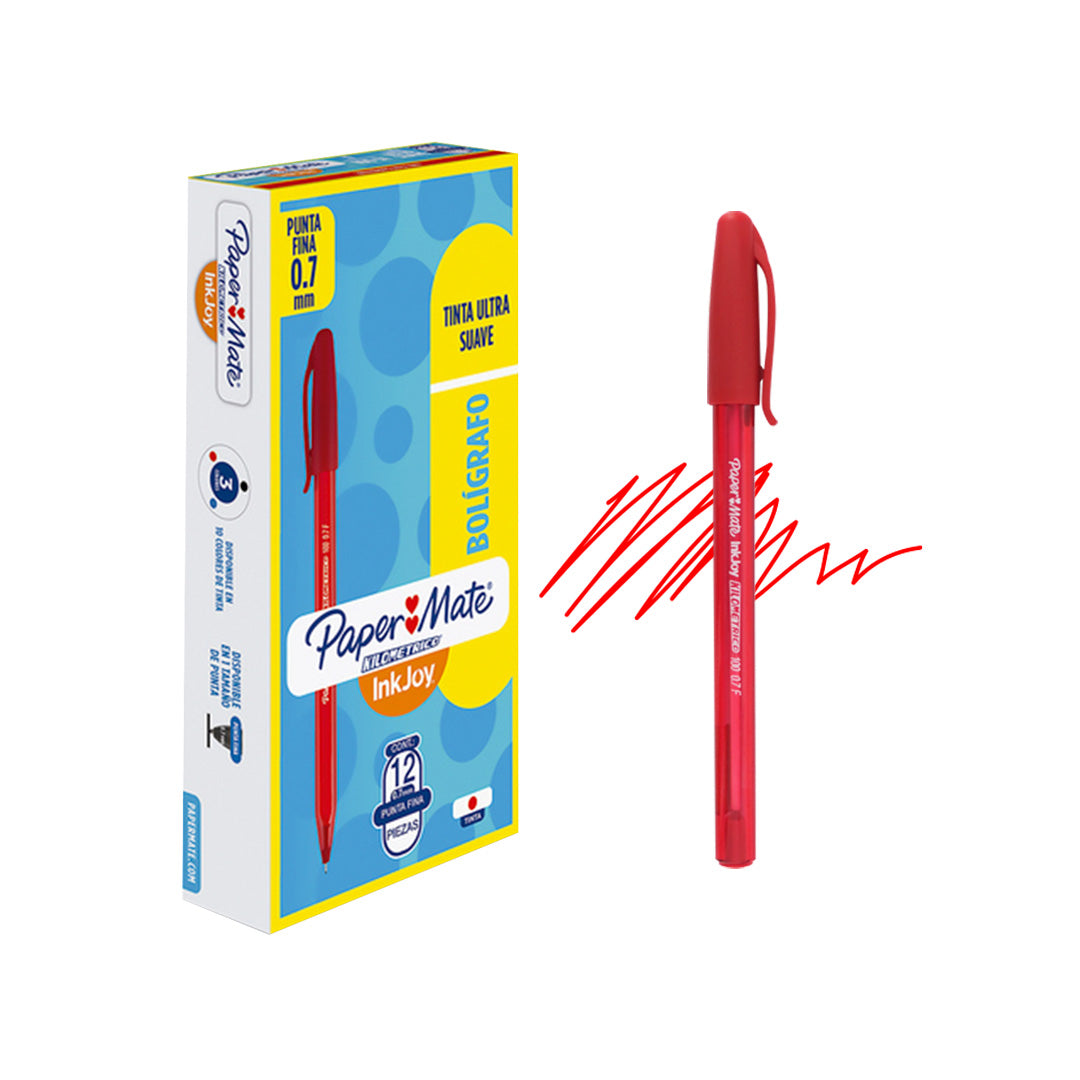 Bolígrafo Paper Mate Kilométrico InkJoy 100ST punto fino, Caja con 12 piezas.