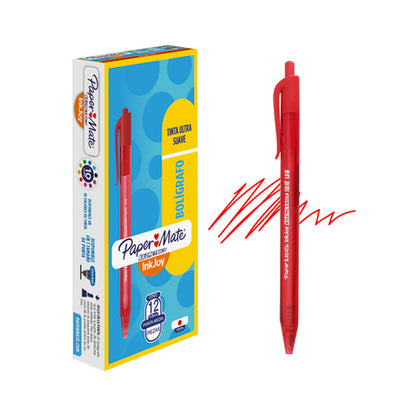Bolígrafo Papermate Kilométrico InkJoy retráctil punto mediano.