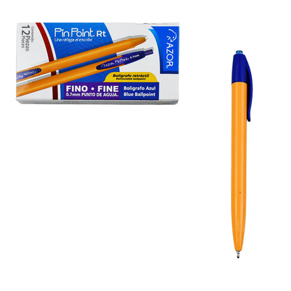 Bolígrafo Pin Point retráctil fino 0.7 mm caja con 12 piezas