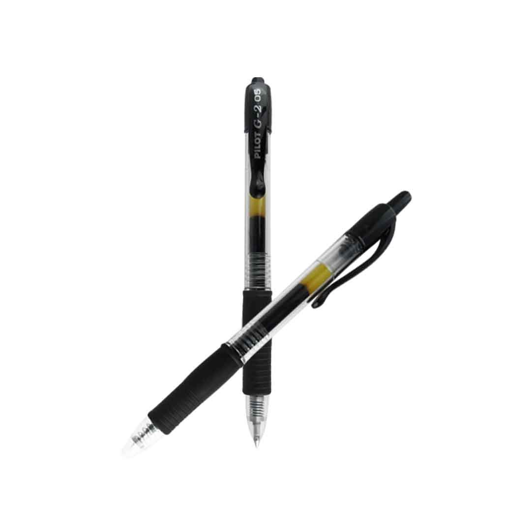 Bolígrafo Pilot G2-5 retráctil de gel punto extra fino.