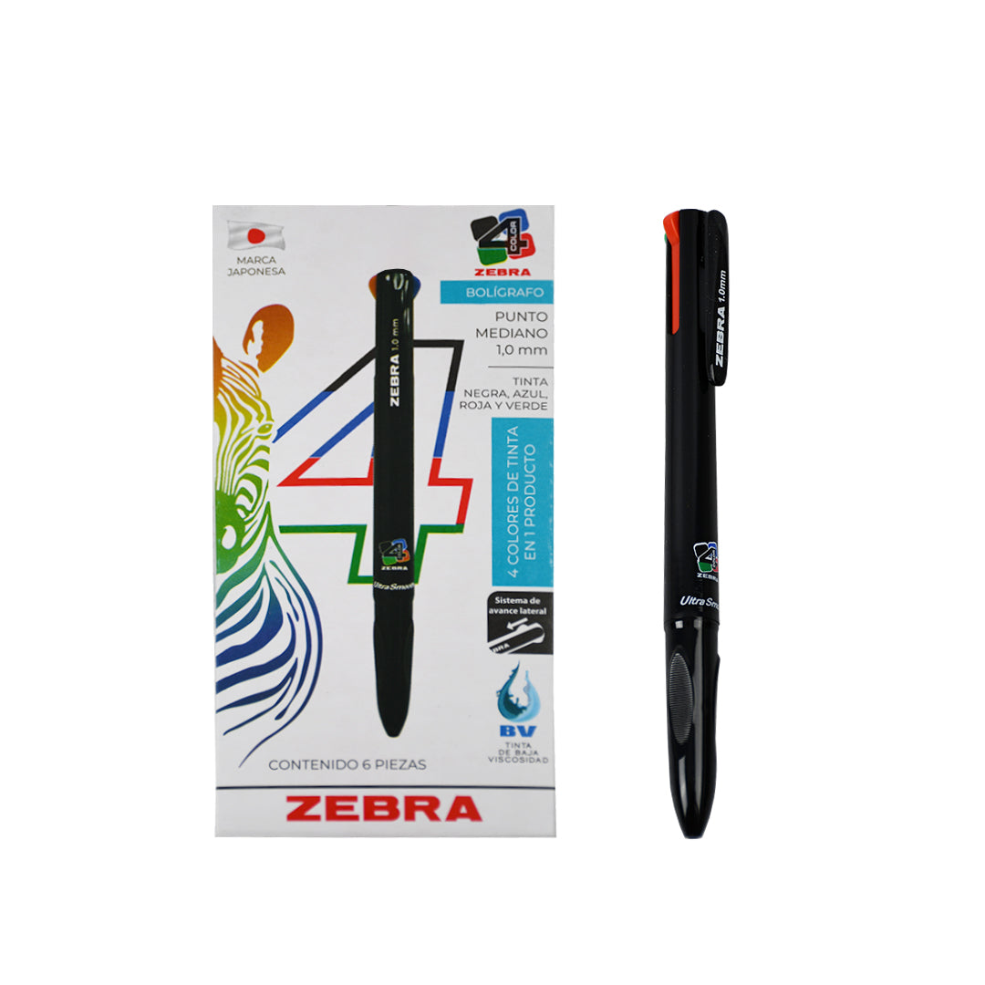 Bolígrafo Zebra Retractil multifuncional 4 Colores