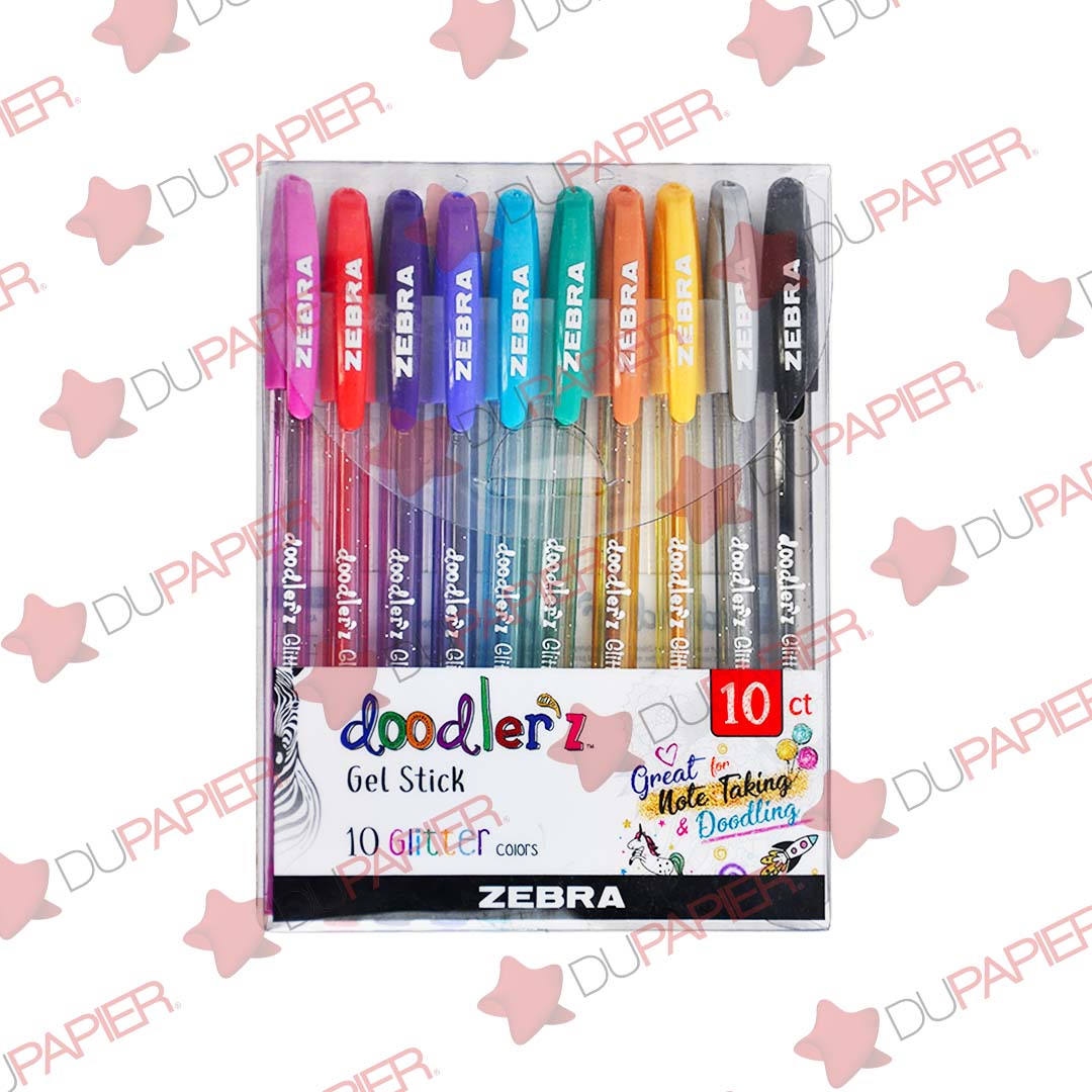 Bolígrafos de gel Zebra Rollerball Doodler'z Glitter con 10 pzas.