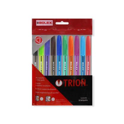 Bolígrafo Trion punto mediano 10 colores surtidos