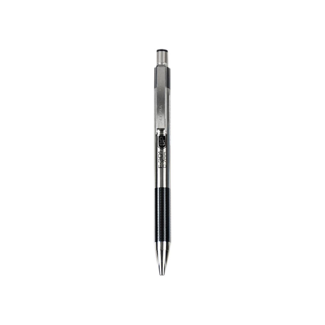 Bolígrafo Retráctil Zebra De Acero Inoxidable F 301 Pluma De Punto Fino (0.7 mm) Tinta Base Aceite Negro