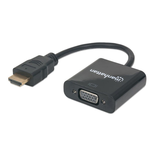 Cable adaptador Manhattan VGA a HDMI negro