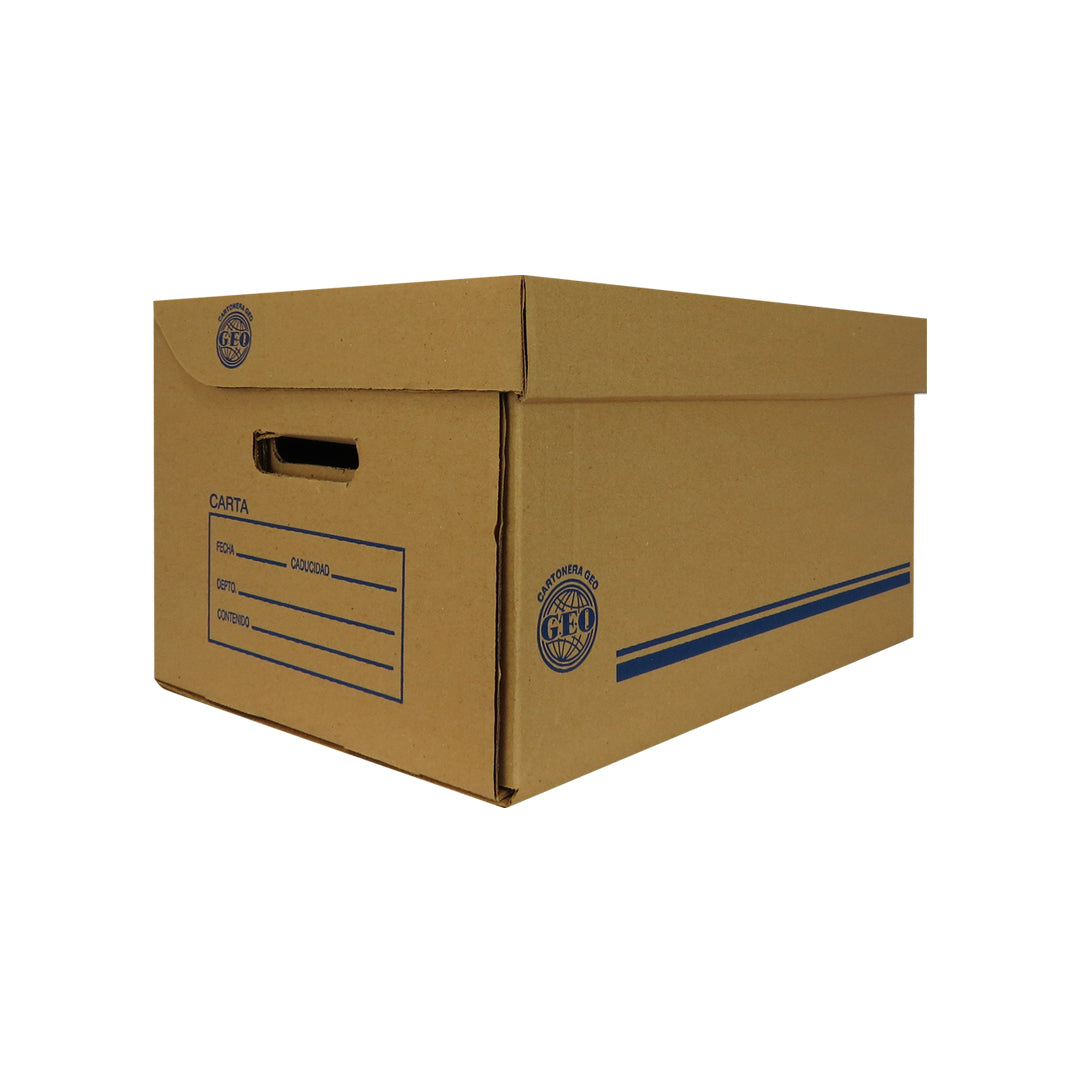 Caja de archivo muerto Geo armable 100% reciclada carta u Oficio.
