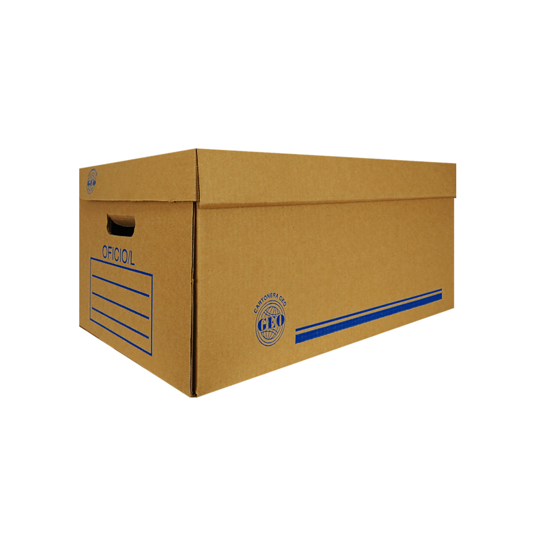 Caja de archivo Geo carta u oficio, corrugado sencillo kraft