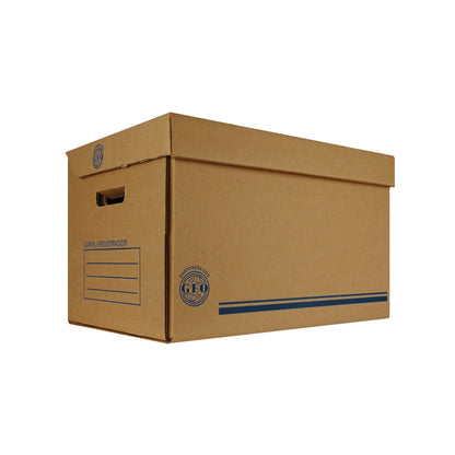 Caja de archivo Geo para registrador tamaño carta u oficio, corrugado sencillo