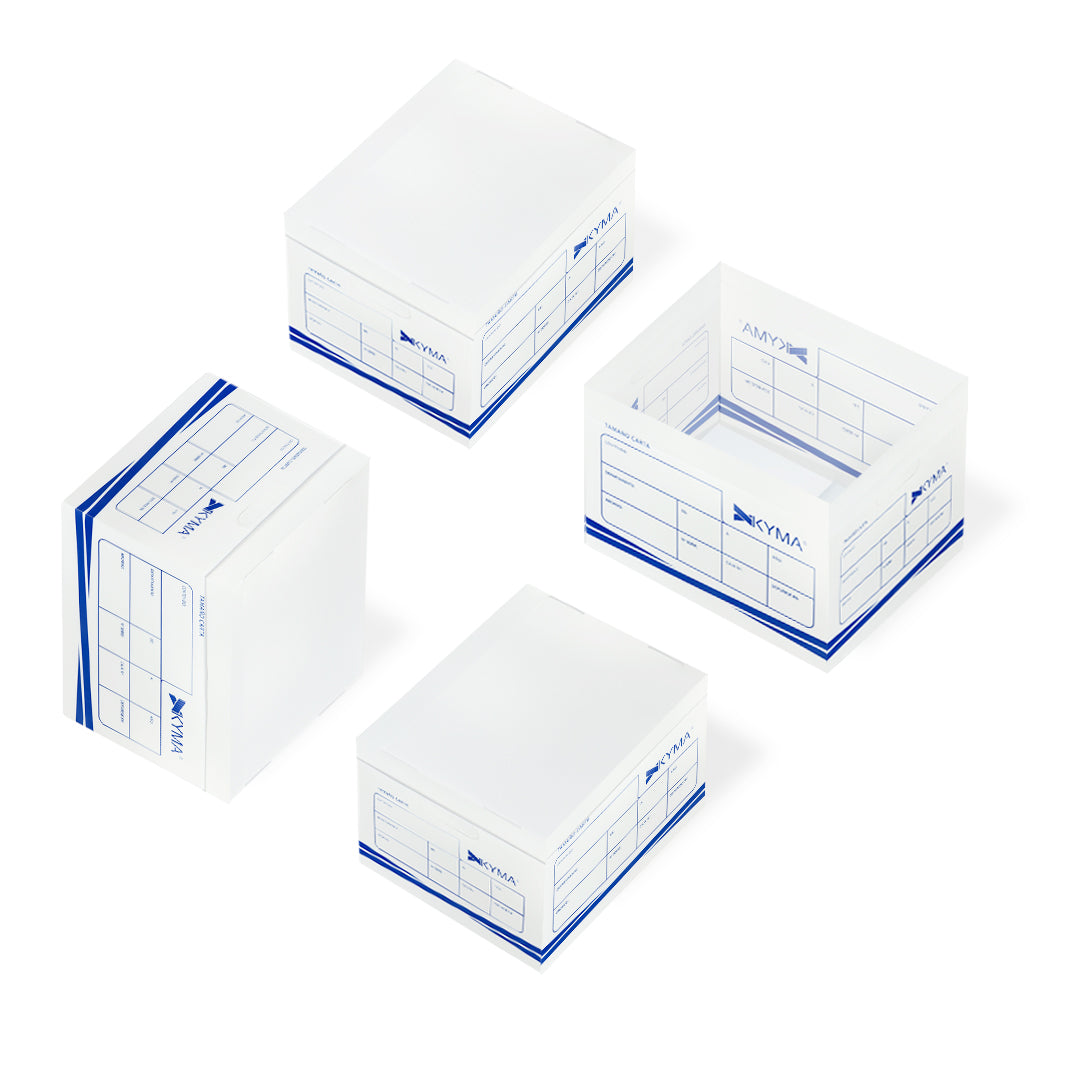 Caja de plástico Kyma para archivo muerto tamaño carta.