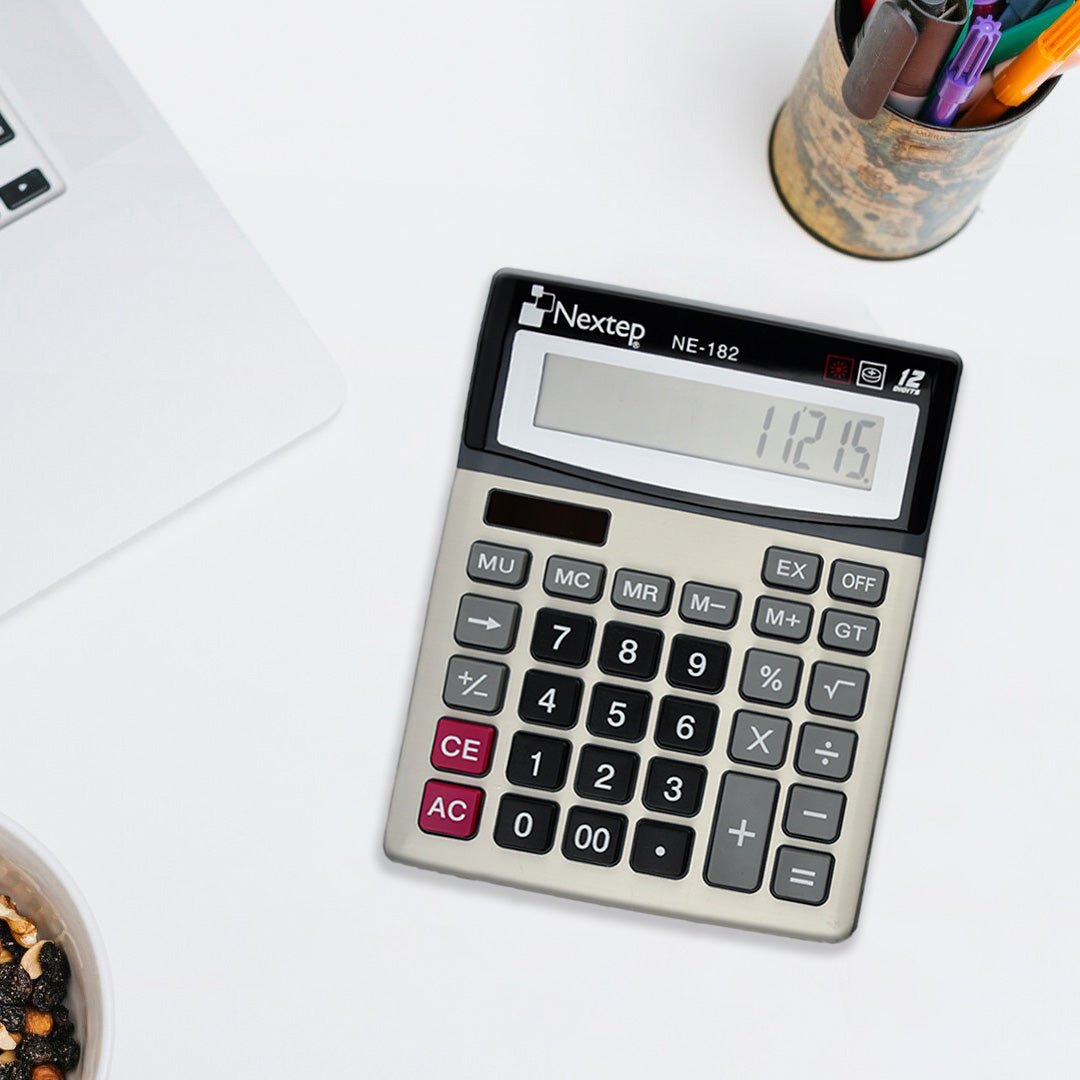 Calculadora nextep NE-182 12 dígitos pila y solar.