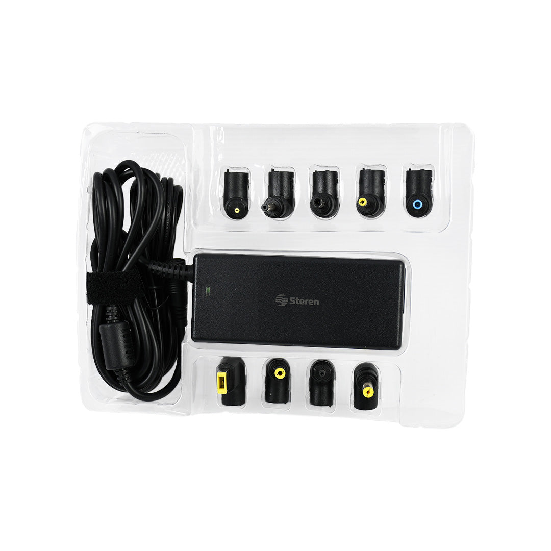 Cargador Steren universal para laptop 45W con 9 puntas intercambiables