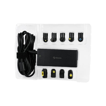 Cargador Steren universal para laptop 45W con 9 puntas intercambiables