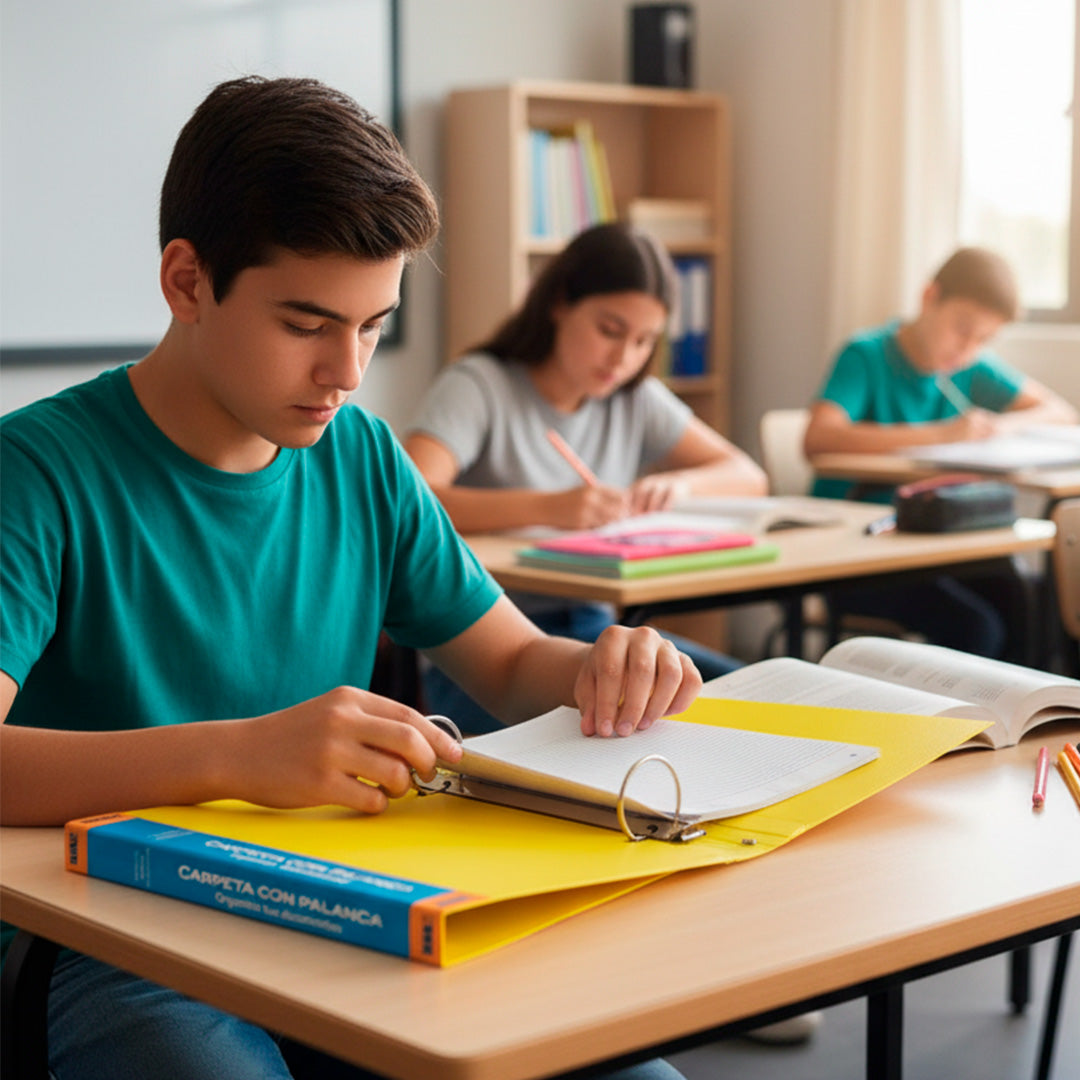 Carpeta con palanca MAE tamaño carta traslúcido varios colores