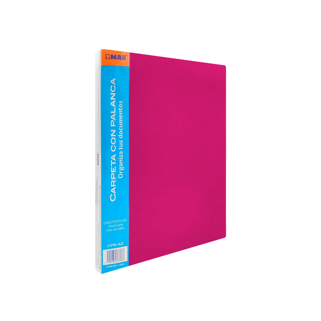 Carpeta con palanca MAE tamaño carta traslúcido varios colores