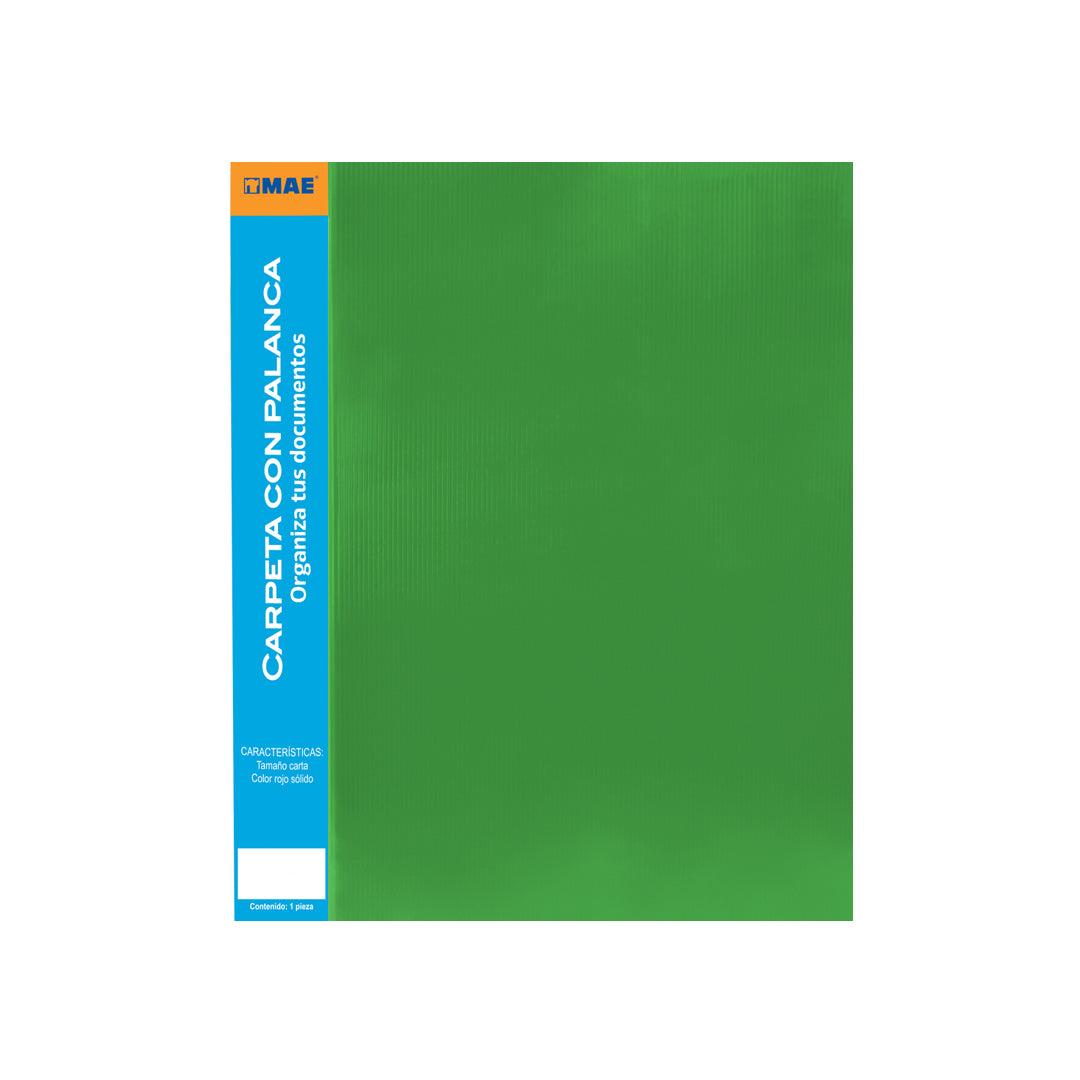 Carpeta con palanca MAE tamaño carta traslúcido varios colores
