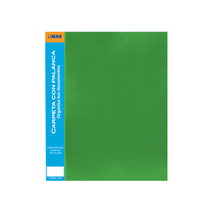 Carpeta con palanca MAE tamaño carta traslúcido varios colores