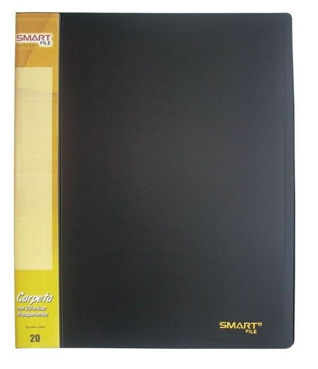 Carpeta plastica tamaño carta negro 22501 con 20 micas