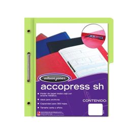 Carpeta Wilson Jones pressboard broche sin percalina carta con 10 pzs
