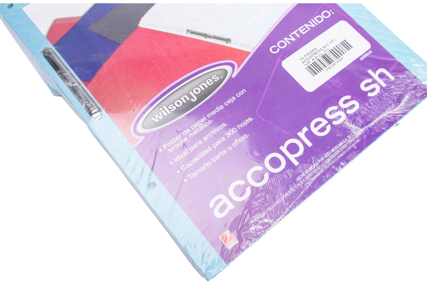 Carpeta Wilson Jones pressboard broche sin percalina carta con 10 pzs