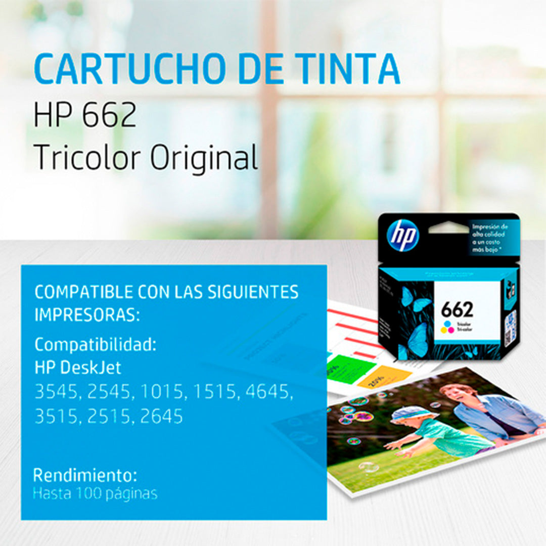 Cartucho de tinta 662 CZ104AL tricolor 100 pág.