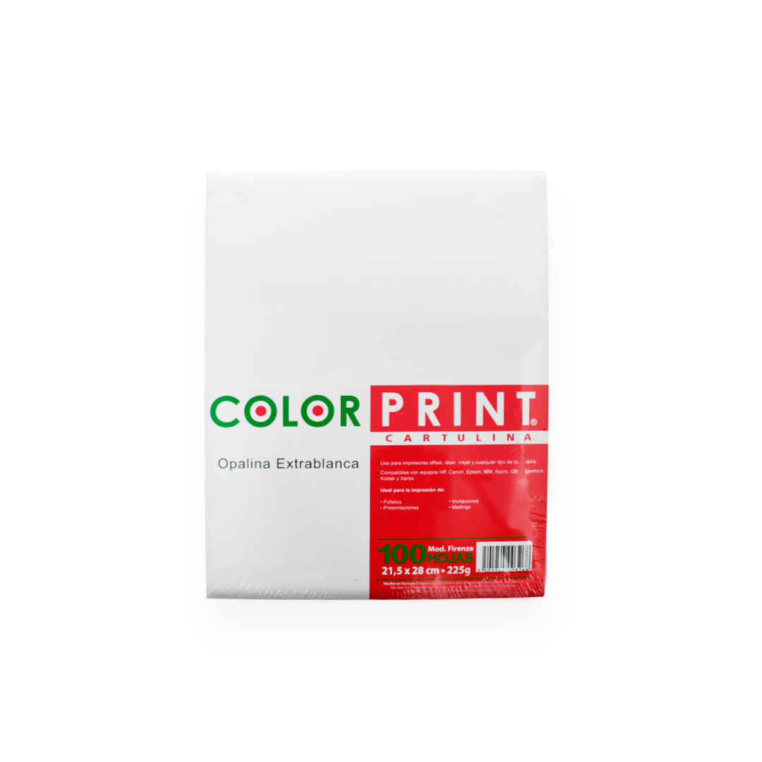 Cartulina Color Print Opalina Firenze Extra Blanca Carta 225g con 100 hojas.