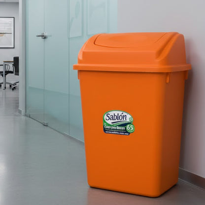 Cesto de basura 65 litros con tapa de balancín