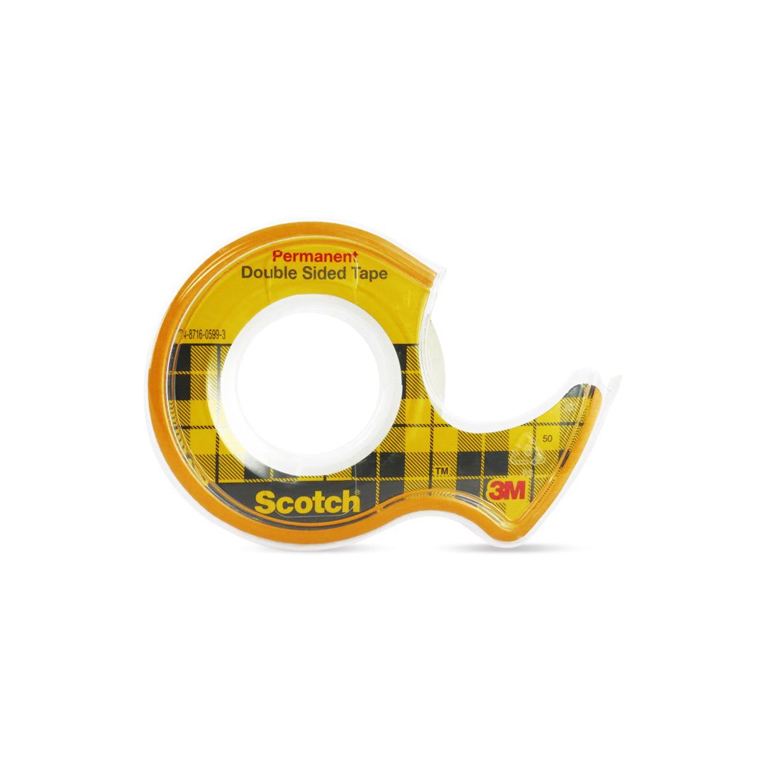 Cinta adhesiva Scotch transparente doble cara con despachador de 12.7 mm x 6.3 m.