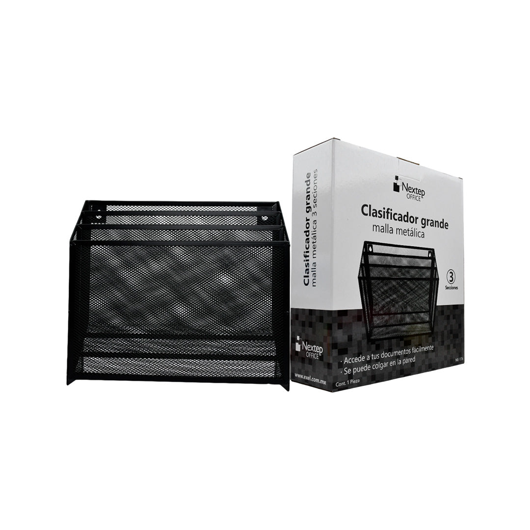 Clasificador Nextep NE-176 malla metálica 3 niveles negro.