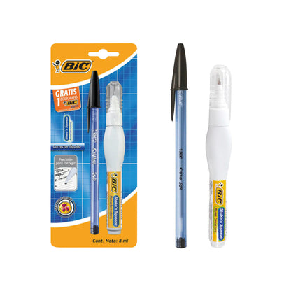 Corrector Líquido Bic Shake n' Saquéese 8 ml + 1 Bolígrafo.
