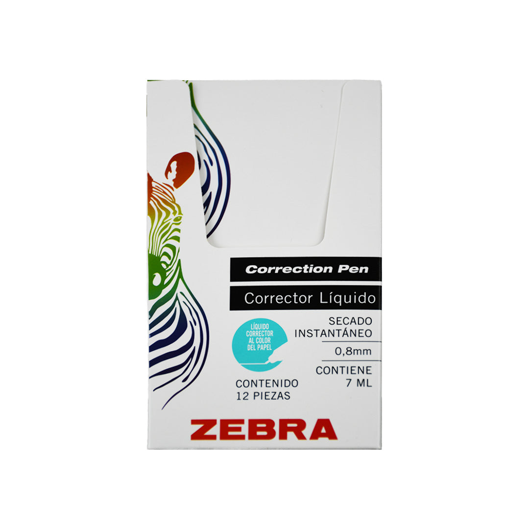 Corrector Líquido Zebra Tipo Pluma Rollerball de 6ml