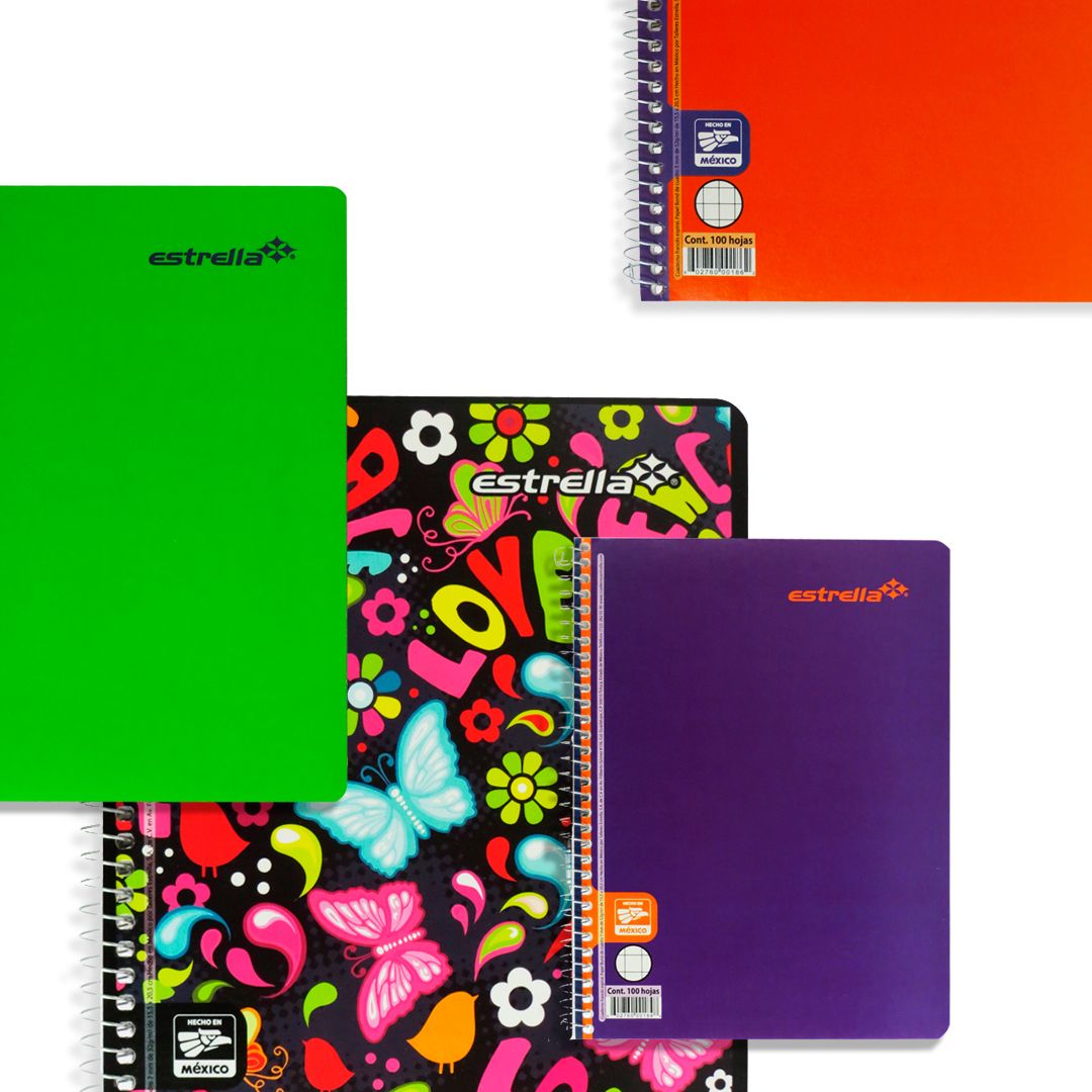 CUADERNO FORMA FRANCESA ESTRELLA ESPIRAL 100 HOJAS