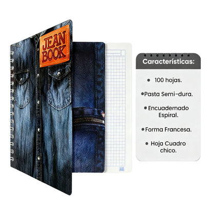 CUADERNO FORMA FRANCESA NORMA JEAN BOOK ESPIRAL 100 HOJAS