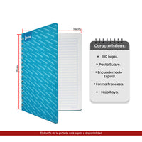 Cuaderno espiral forma francesa Cuadro chico con 100 hojas