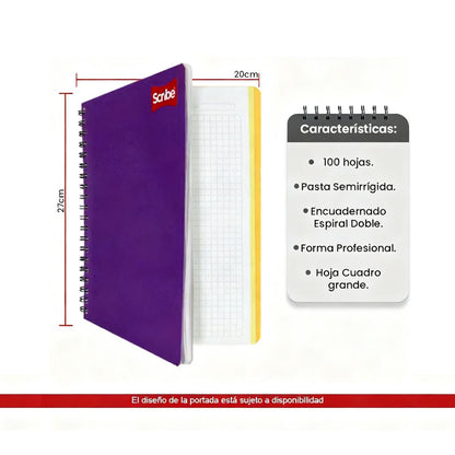 CUADERNO PROFESIONAL SCRIBE CLASICO ESPIRAL 100 HOJAS