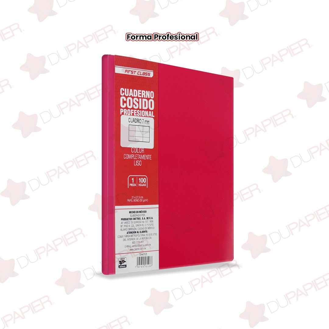 Cuaderno profesional cosido First Class de 100 hojas.