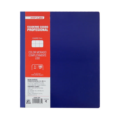 Cuaderno profesional cosido First Class de 100 hojas.