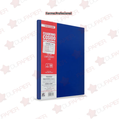 Cuaderno profesional cosido First Class de 100 hojas.